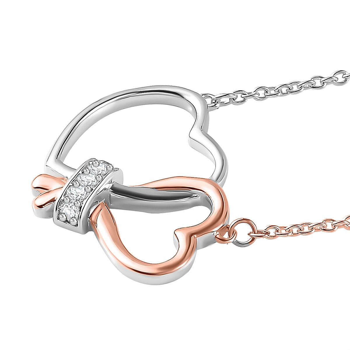  Moissanite Fancy Necklace (Size - 20) Sterling Silver 0.13 ct 0.150 Ct.