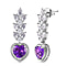 African Amethyst ,  Moissanite  Solitaire Stud Push Post Earring in Platinum Overlay Sterling Silver 5.10 ct  5.682  Ct.