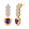 African Amethyst ,  Moissanite  Solitaire Stud Push Post Earring in Vermeil YG Sterling Silver 5.10 ct  5.682  Ct.
