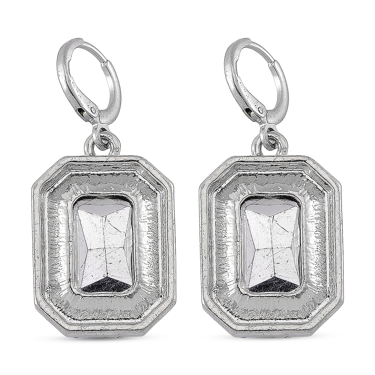 Blue Glass and White Crystal Earring