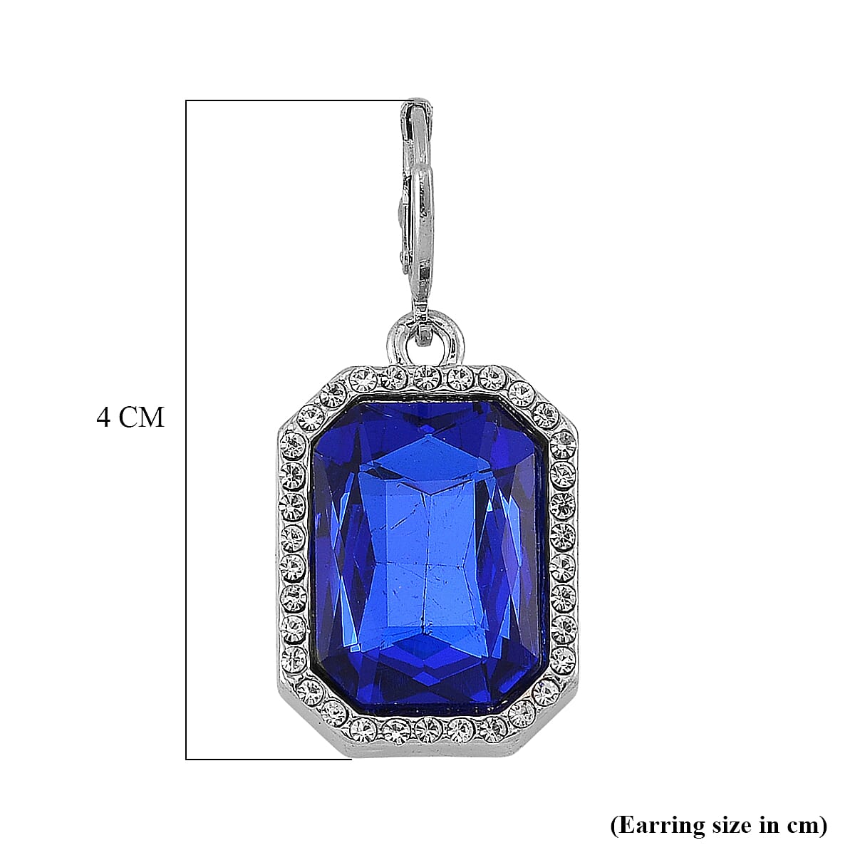 Blue Glass and White Crystal Earring