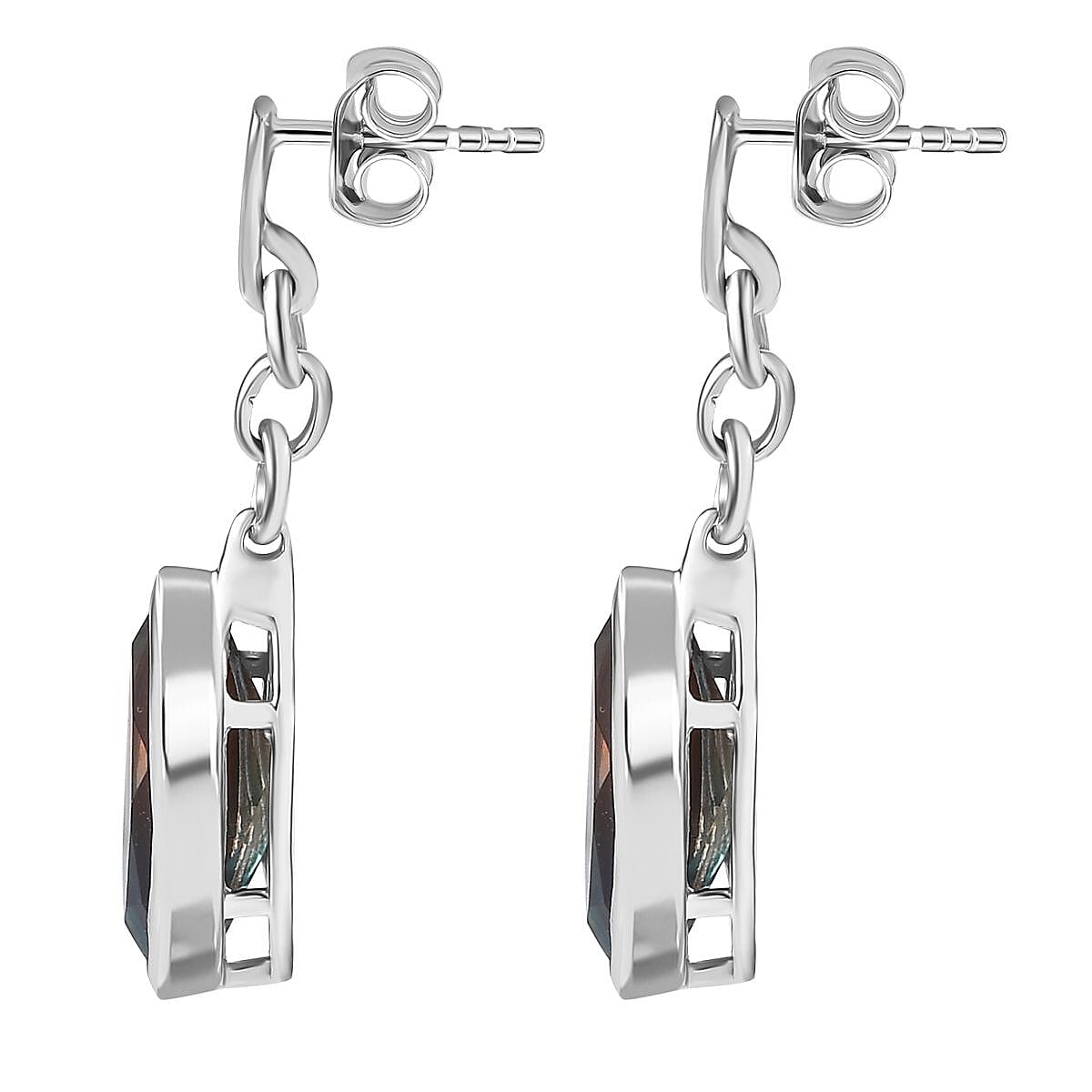 Aqua Terra Costa Quartz Solitaire Stud Earrings in Platinum Overlay Sterling Silver 6.00 Ct.