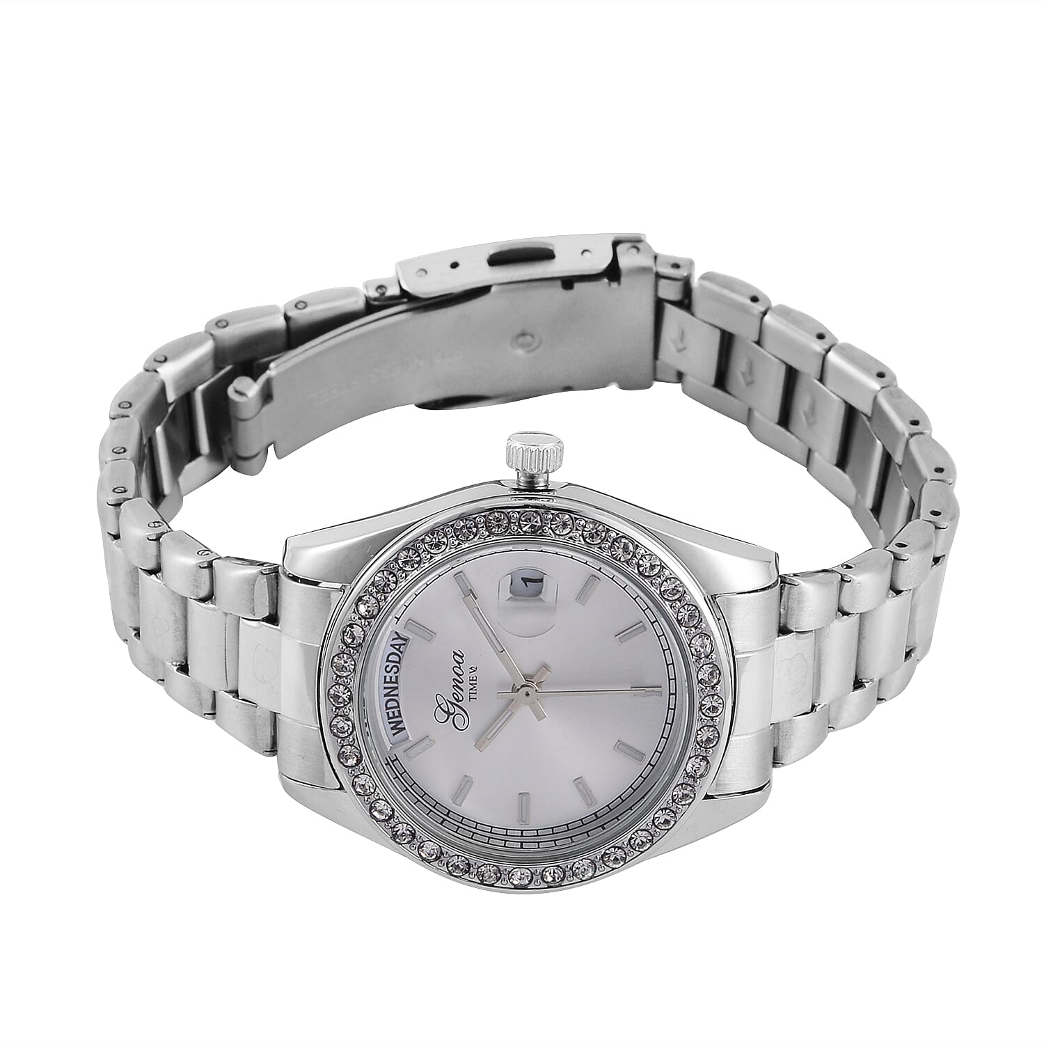 White Crystal  Watch Pure White Stainless Steel  0.01 ct  0.010  Ct.