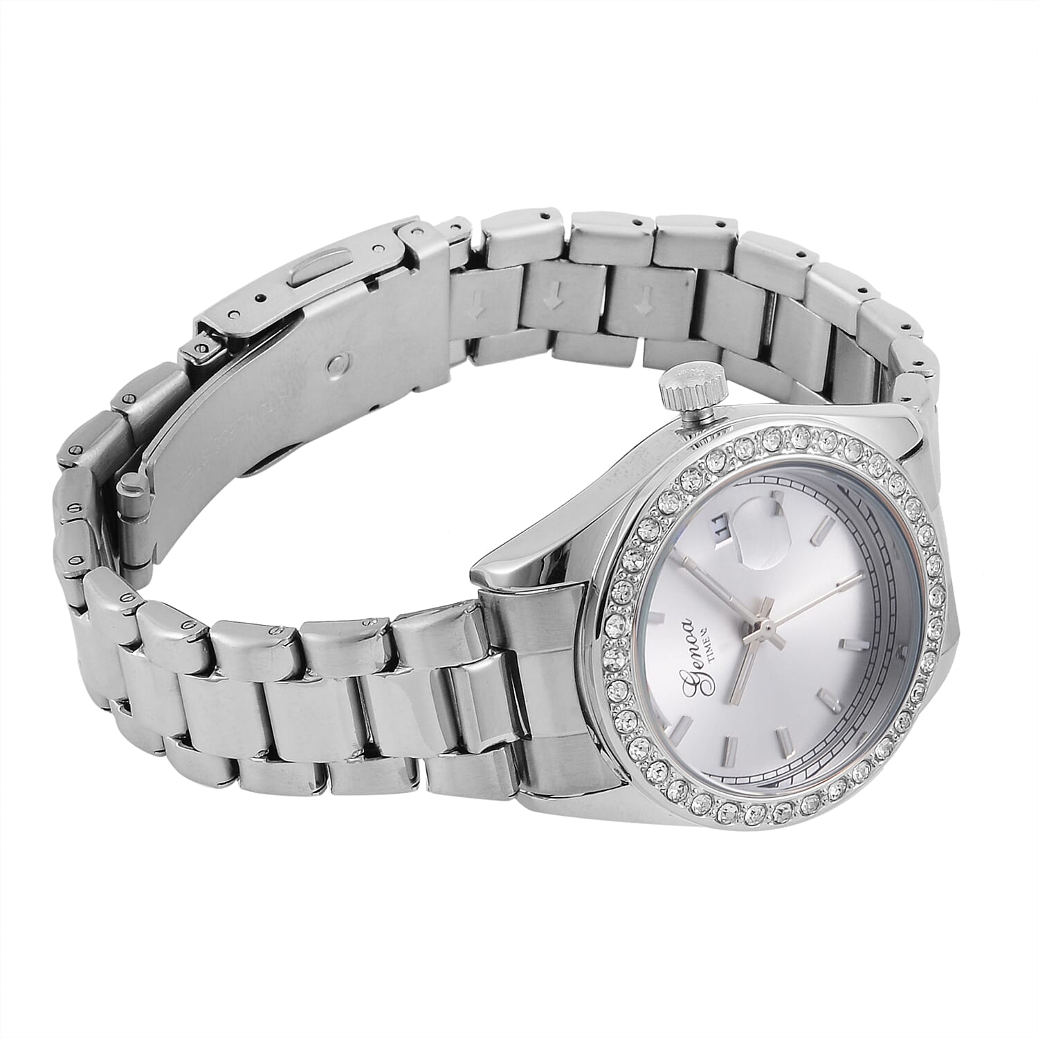 White Crystal  Watch Pure White Stainless Steel  0.01 ct  0.010  Ct.