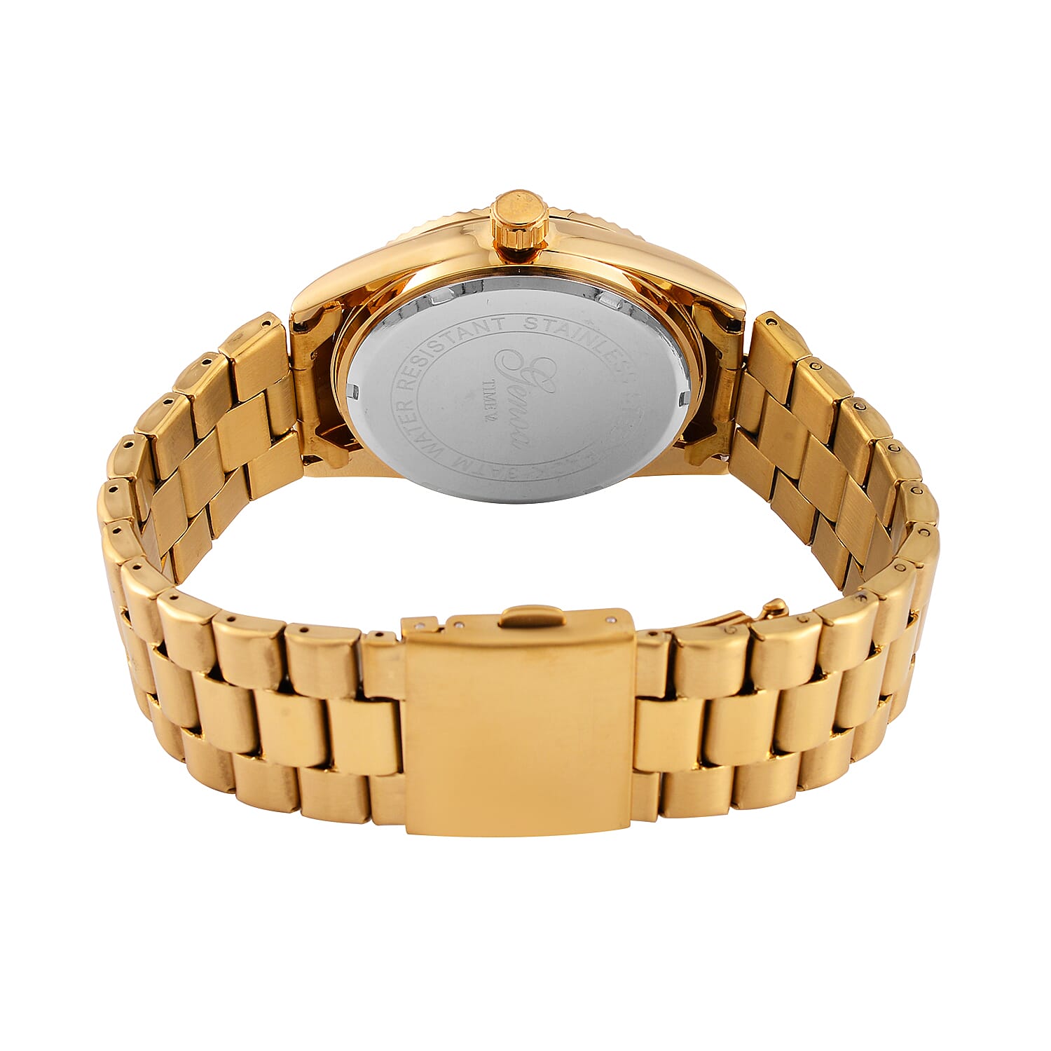 GENOA TIME Day Date 3ATM WR Gold Dial Yellow Gold Watch