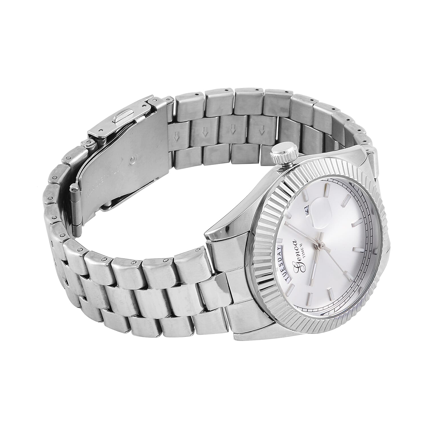 GENOA TIME Day Date 3ATM WR Silver Watch