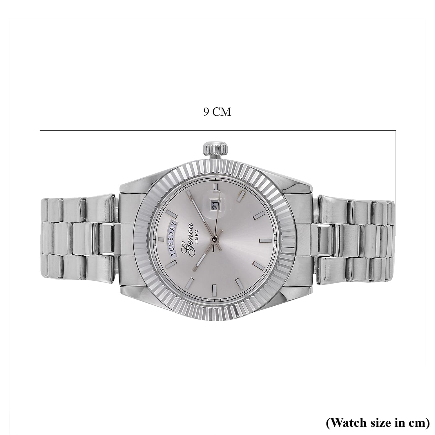 GENOA TIME Day Date 3ATM WR Silver Watch