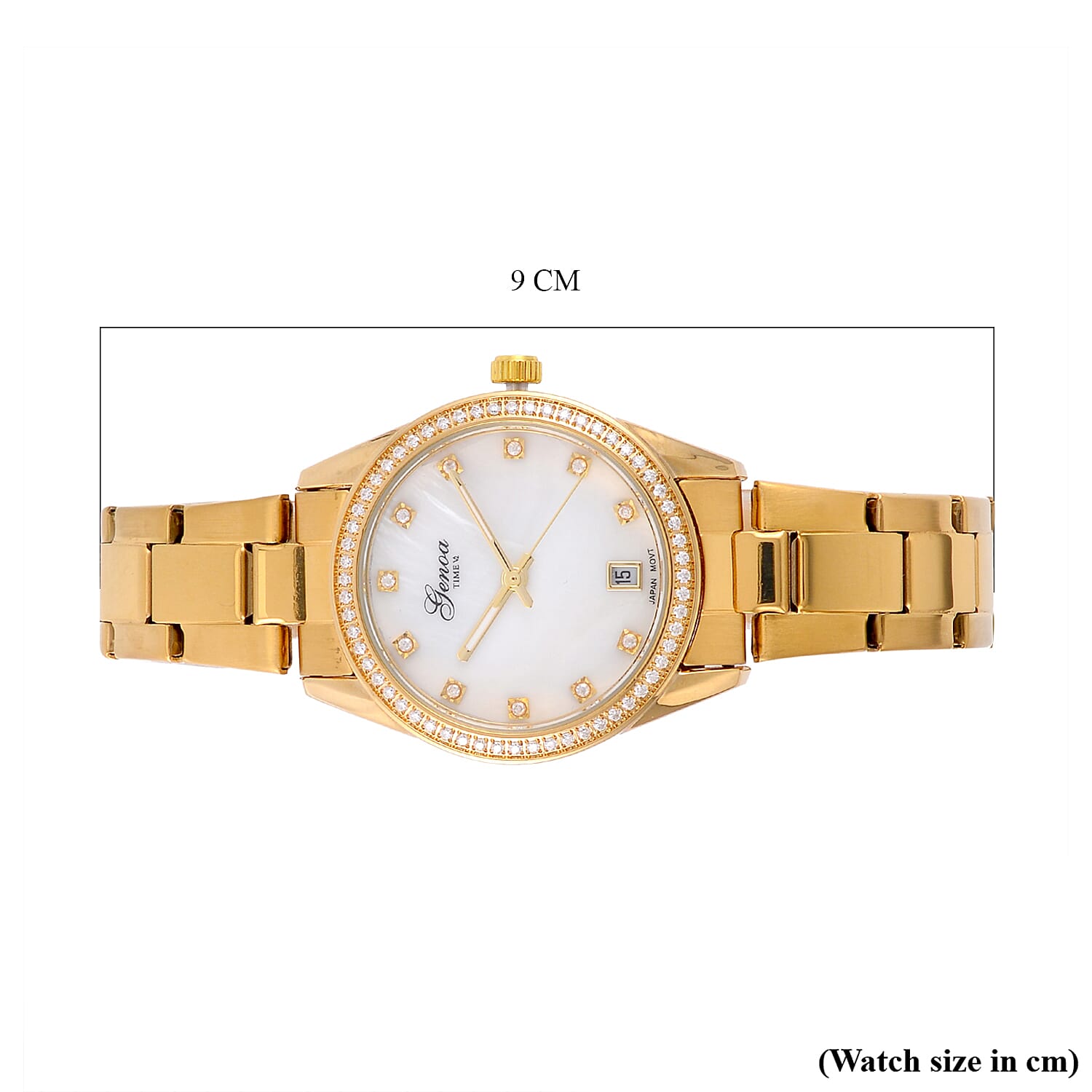 Limited Edition - GENOA 36 Moissanites Japan Movt. White MOP 3 ATM WR Ladies Watch - Silver