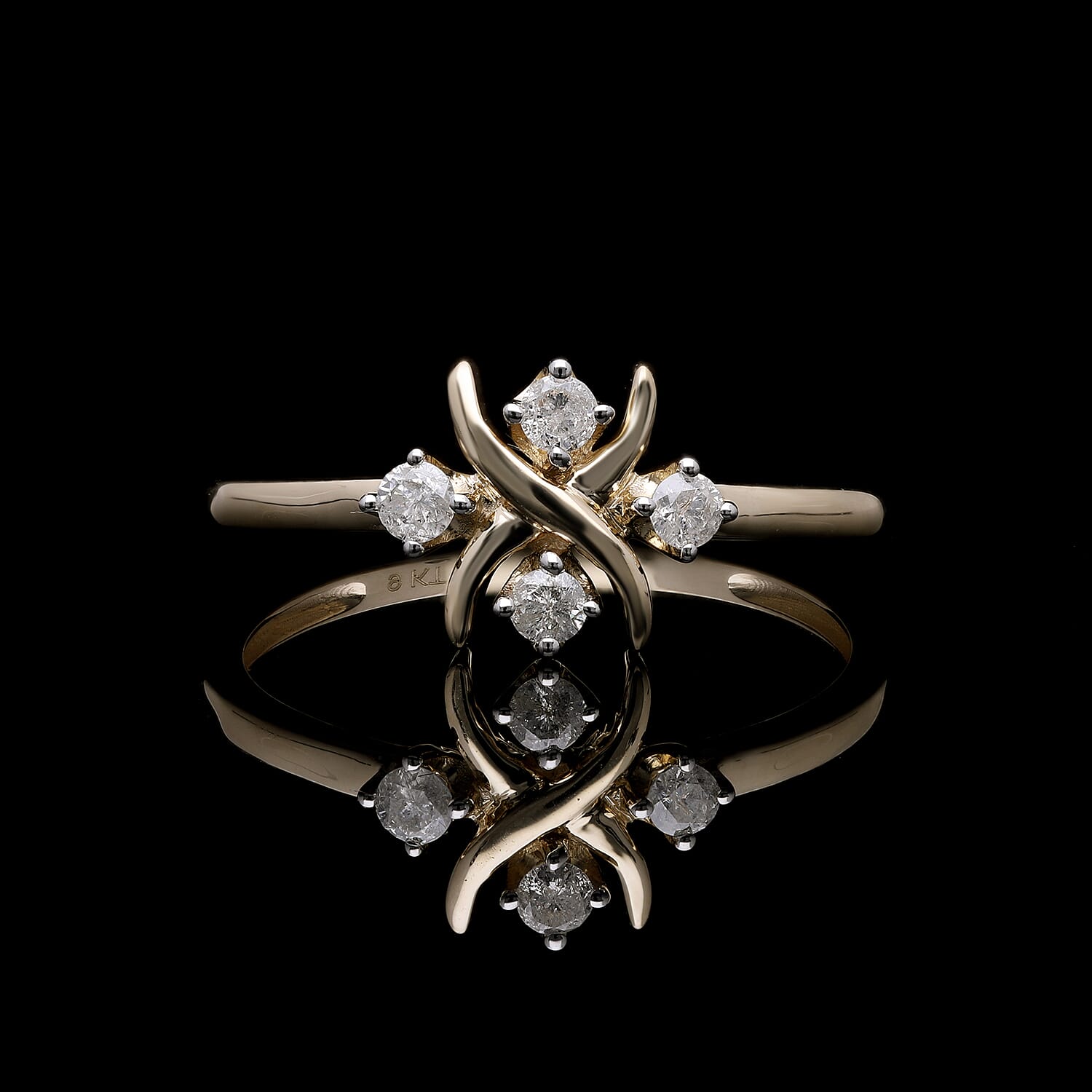 Biggest Designer Inspired Close Out  - 9K Yellow Gold Diamond Cross Ring