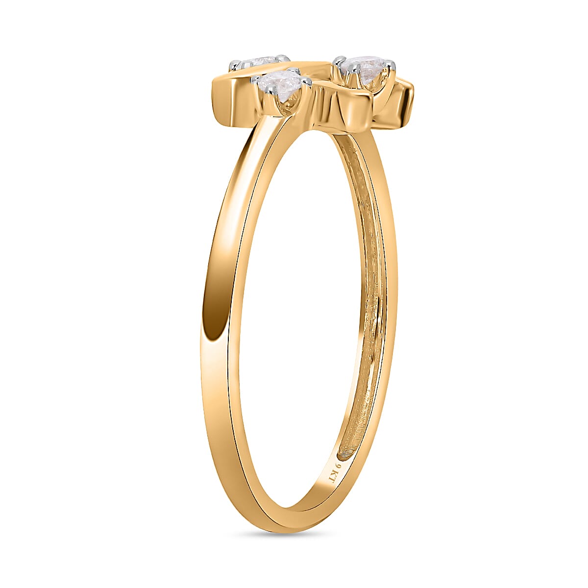 Biggest Designer Inspired Close Out  - 9K Yellow Gold Diamond Cross Ring