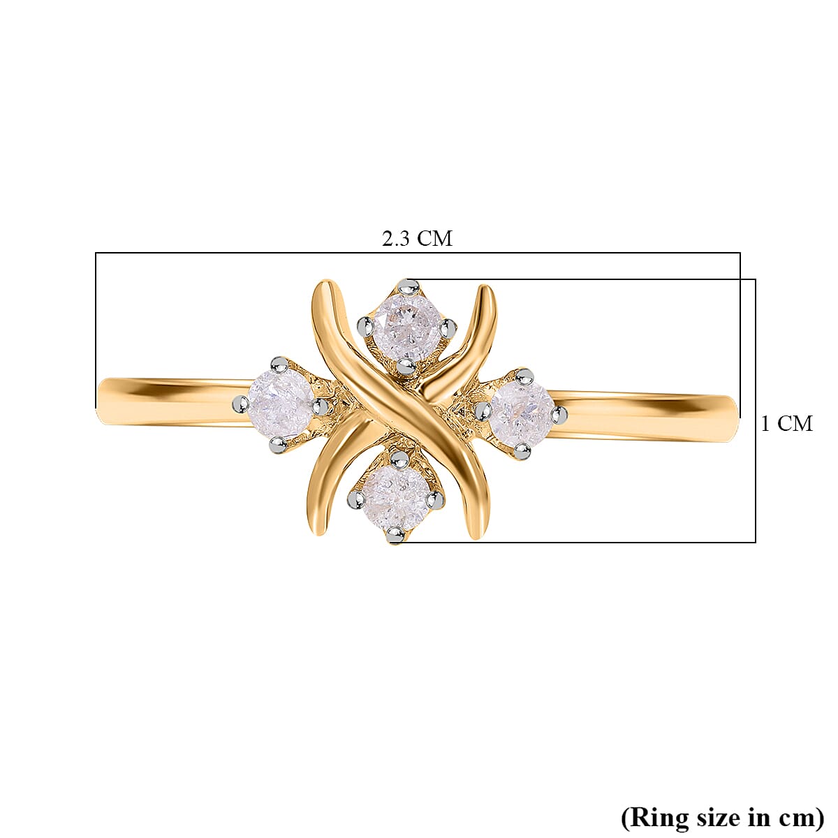 Biggest Designer Inspired Close Out  - 9K Yellow Gold Diamond Cross Ring