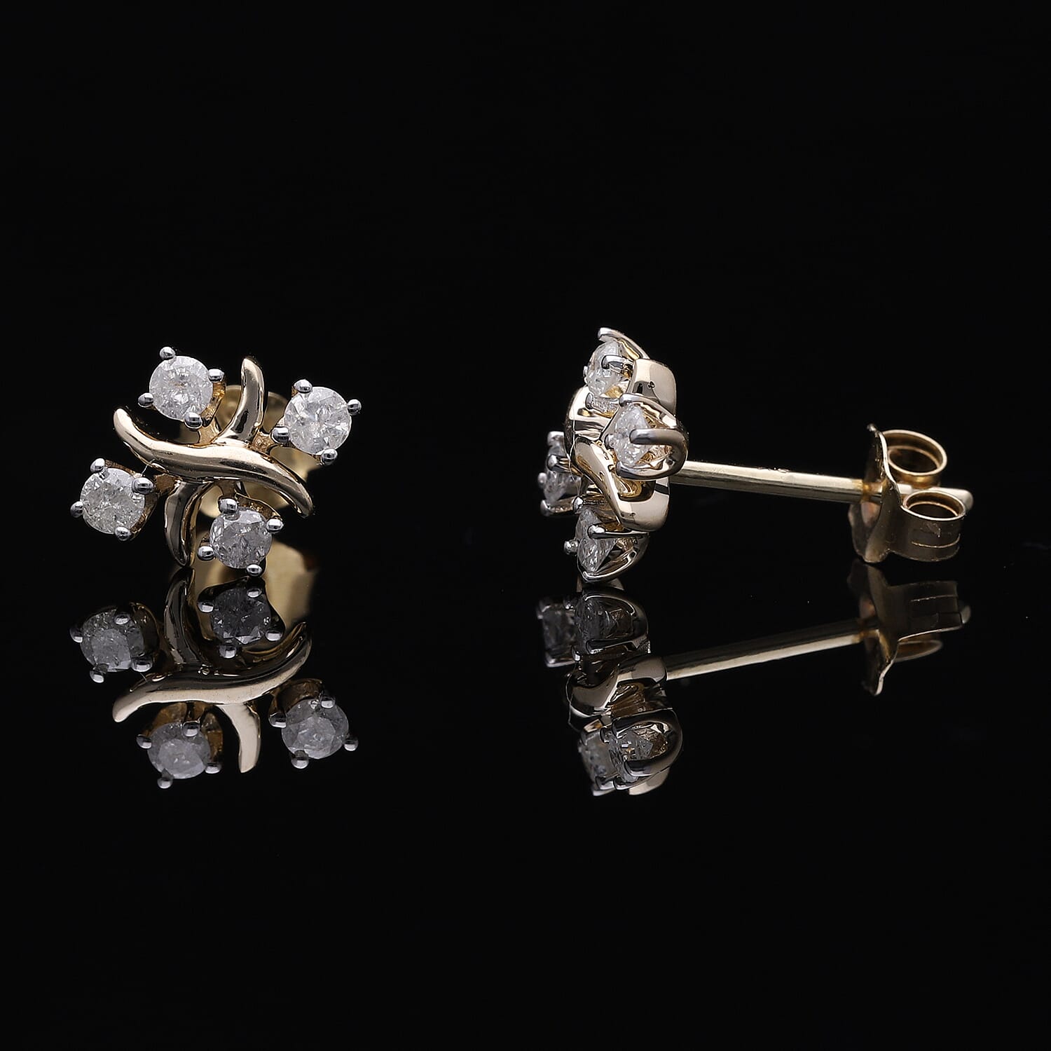 Designer Inspired Close Out  - 9K Yellow Gold Diamond Cross Earrings