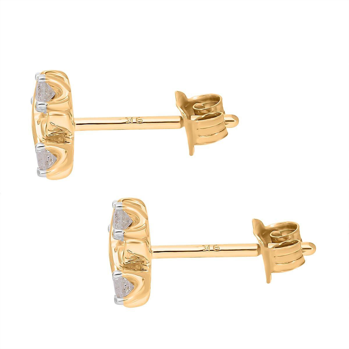 Designer Inspired Close Out  - 9K Yellow Gold Diamond Cross Earrings