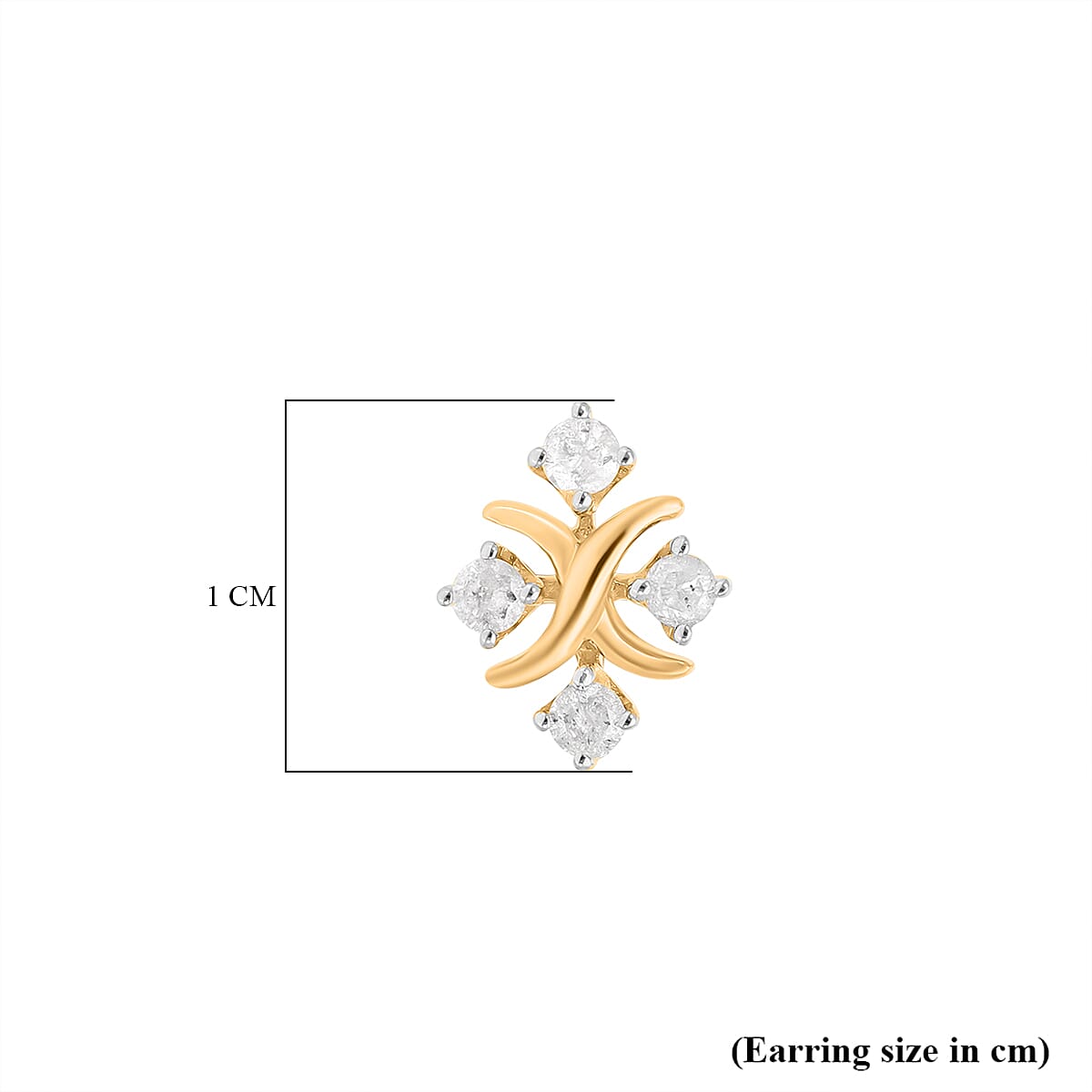 Designer Inspired Close Out  - 9K Yellow Gold Diamond Cross Earrings