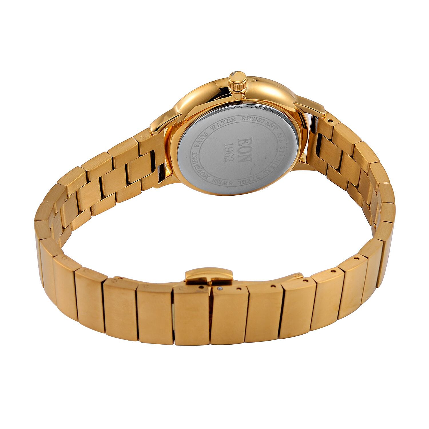 LIMITED EDITION - EON SWISS Movement Natural Diamonds 5 ATM Watch in Stainless Steel Strap - Gold