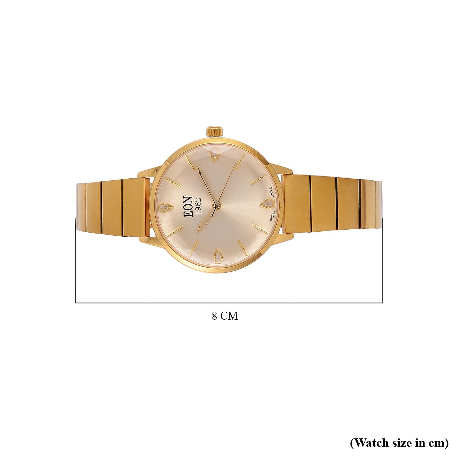 LIMITED EDITION - EON SWISS Movement Natural Diamonds 5 ATM Watch in Stainless Steel Strap - Gold