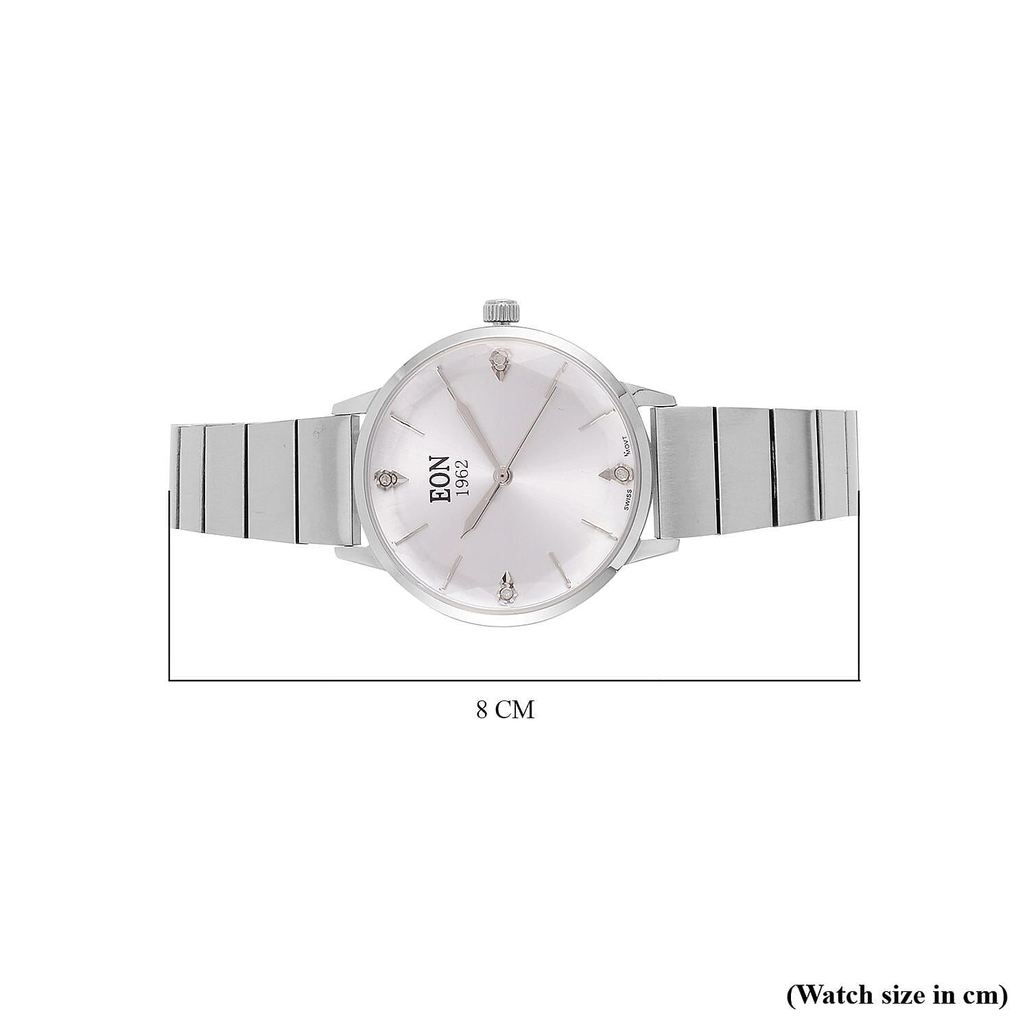 LIMITED EDITION - EON SWISS Movement Natural Diamonds 5 ATM Watch in Stainless Steel Strap - SIlver