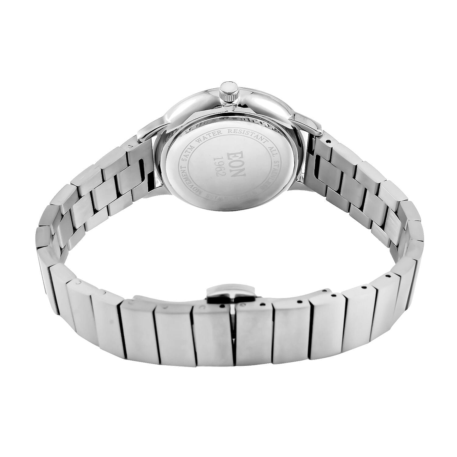 LIMITED EDITION - EON SWISS Movement Natural Diamonds 5 ATM Watch in Stainless Steel Strap - SIlver