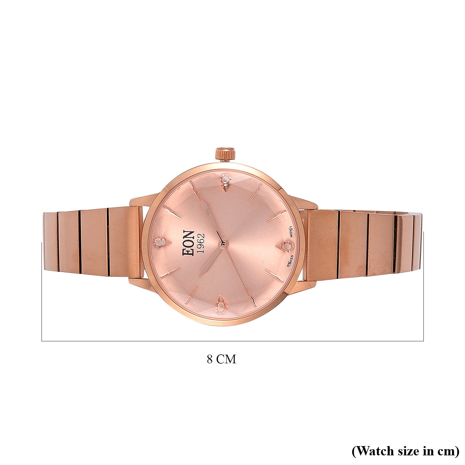 LIMITED EDITION - EON SWISS Movement Natural Diamonds 5 ATM Watch in Stainless Steel Strap - Rose Gold