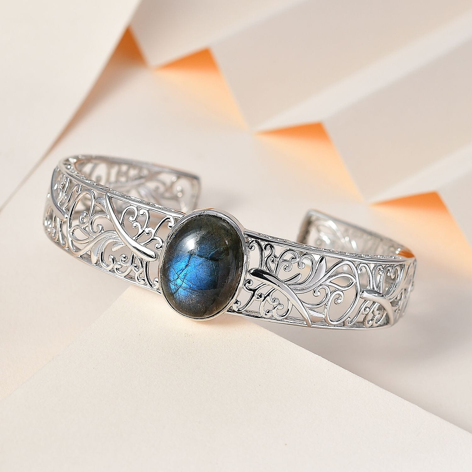 Designer Inspired - Labradorite Cuff Bangle (Size 7.5 cm)