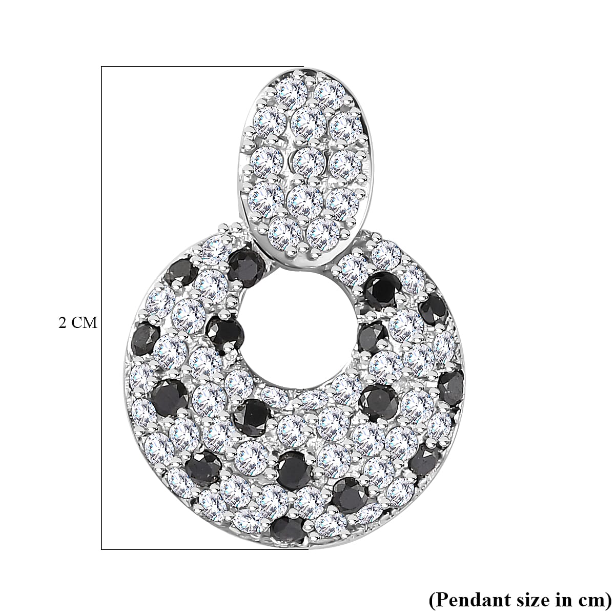 White Diamond & Black Diamond Pendant in Platinum Overlay Sterling Silver 1.00 Ct
