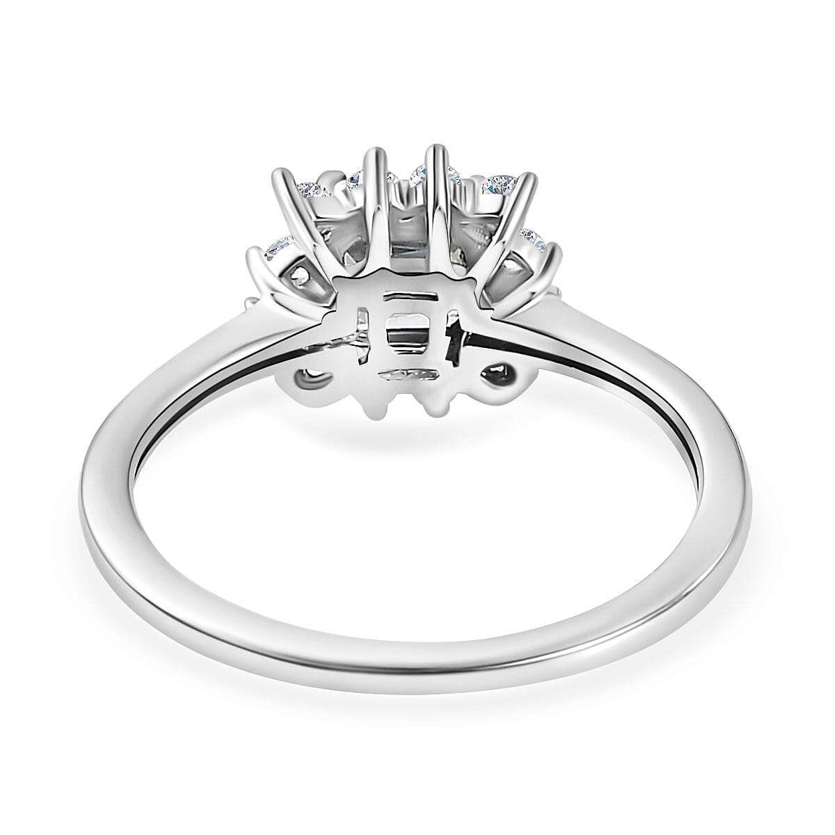 Blue & White Zircon Ring in Platinum Overlay Sterling Silver 1.25 Ct.