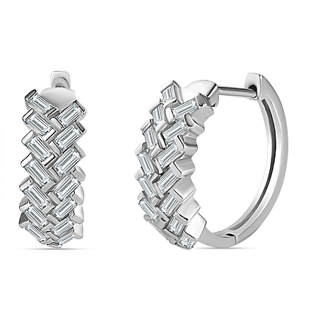 Moissanite Full Hoop Earrings in Platinum Overlay Sterling Silver 1.33 Ct.