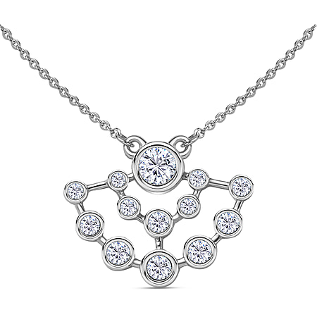 Moissanite Bubble Necklace (Size - 20) in Platinum Overlay Sterling Silver