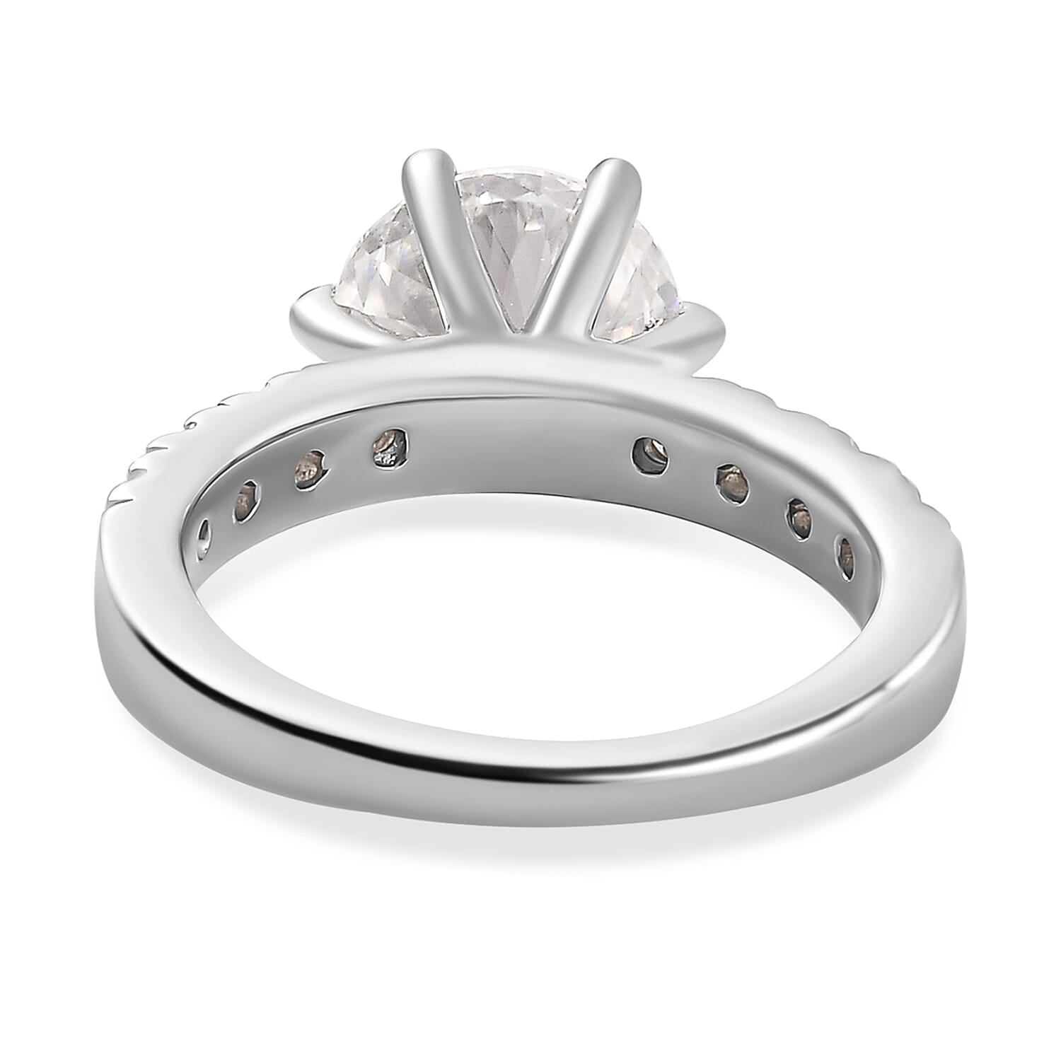 Royal Bali Collection - D'Joy Moissanite (120 Facets) Ring in Platinum Overlay Sterling Silver 2.96 Ct.