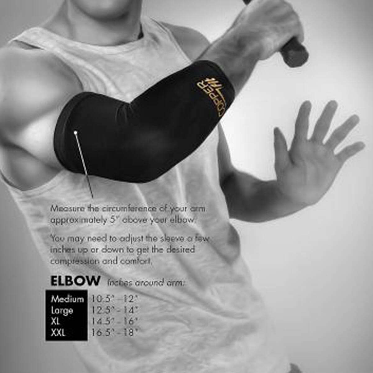 COPPER Fit Original Recovery Elbow Sleeve Black with Copper Trim (Size M)