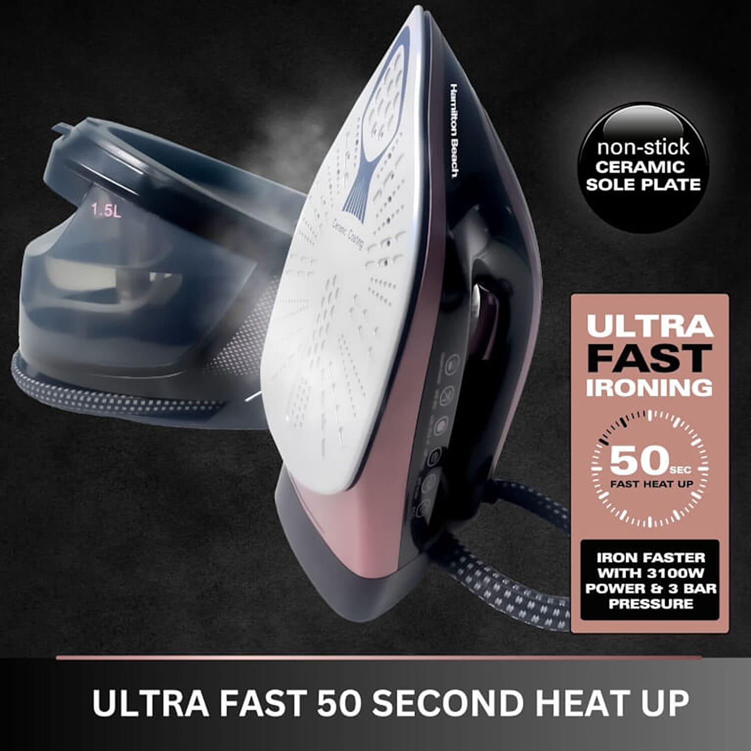 Liquidation Deal - Hamilton Beach Procare Steam Generator Iron (3100 W) - Black