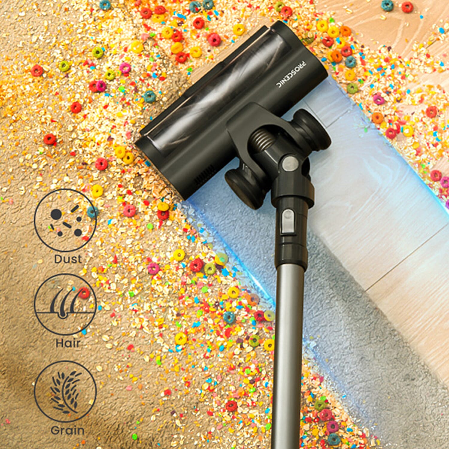 Proscenic Cordless Vacuum Cleaner with 33 Kpa Strong Suction & Anti Tangle Roller Brush (Battery 2500 mAh)