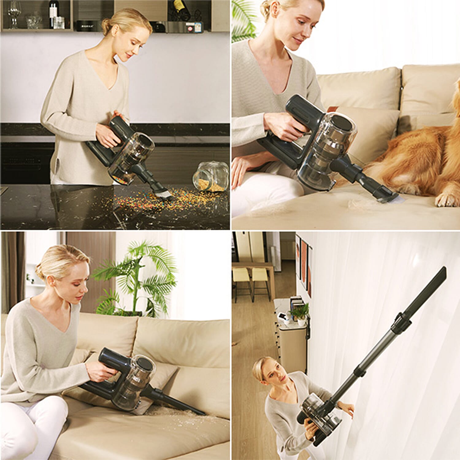 Proscenic Cordless Vacuum Cleaner with 33 Kpa Strong Suction & Anti Tangle Roller Brush (Battery 2500 mAh)