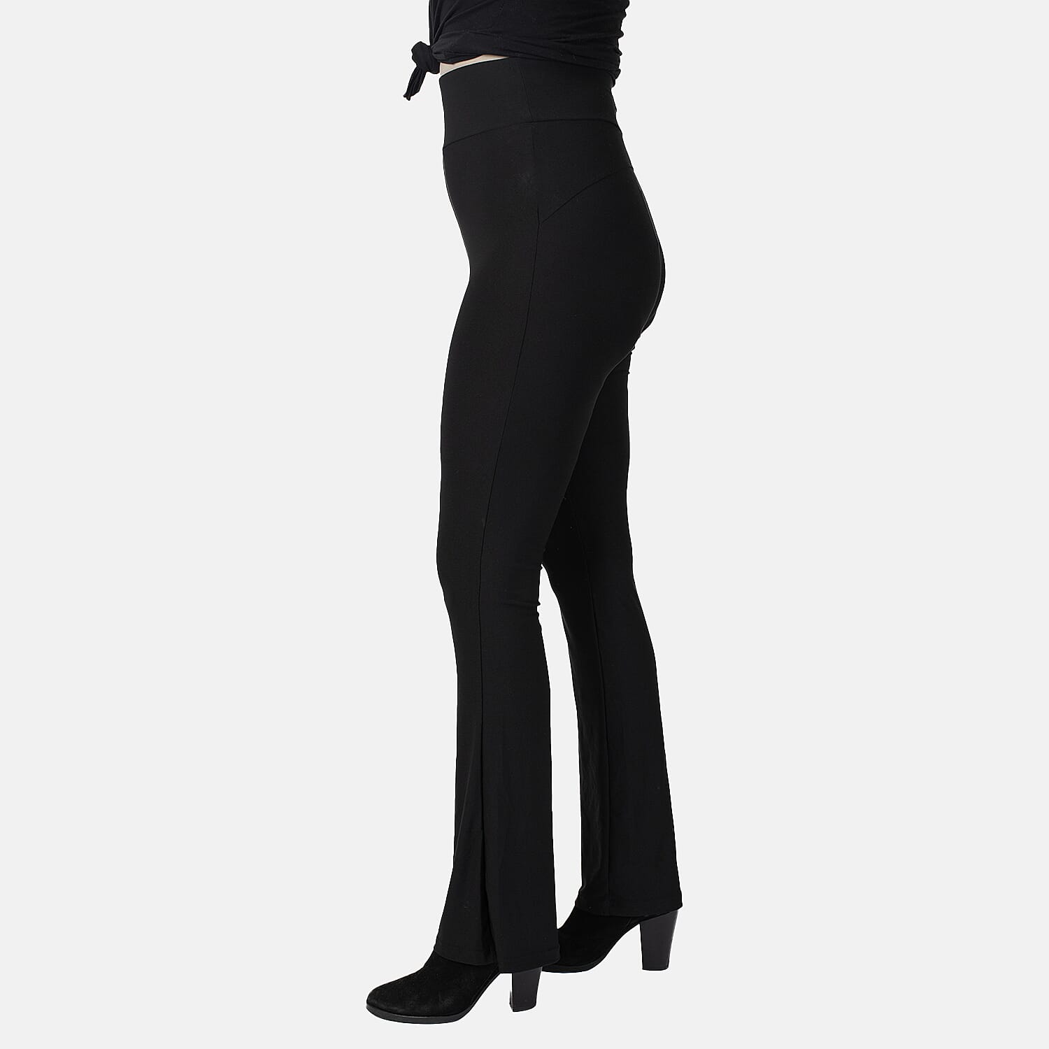 Nova of London Thick Waistband Plain Flared Trousers (Size S) - Black