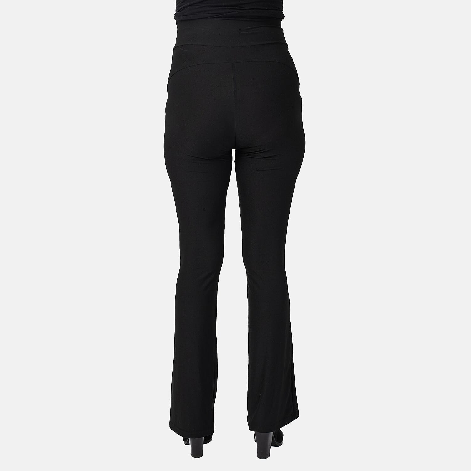 Nova of London Thick Waistband Plain Flared Trousers (Size S) - Black