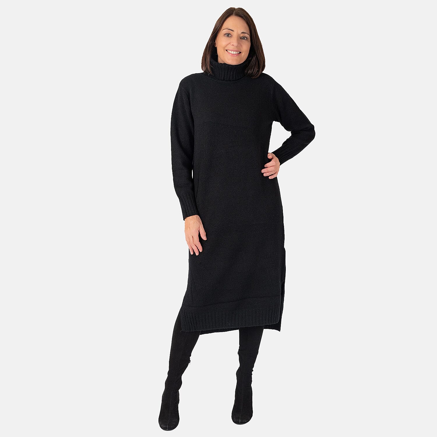 Nova of London Polyester Knitted Dress (Size 1x1 cm) - Black