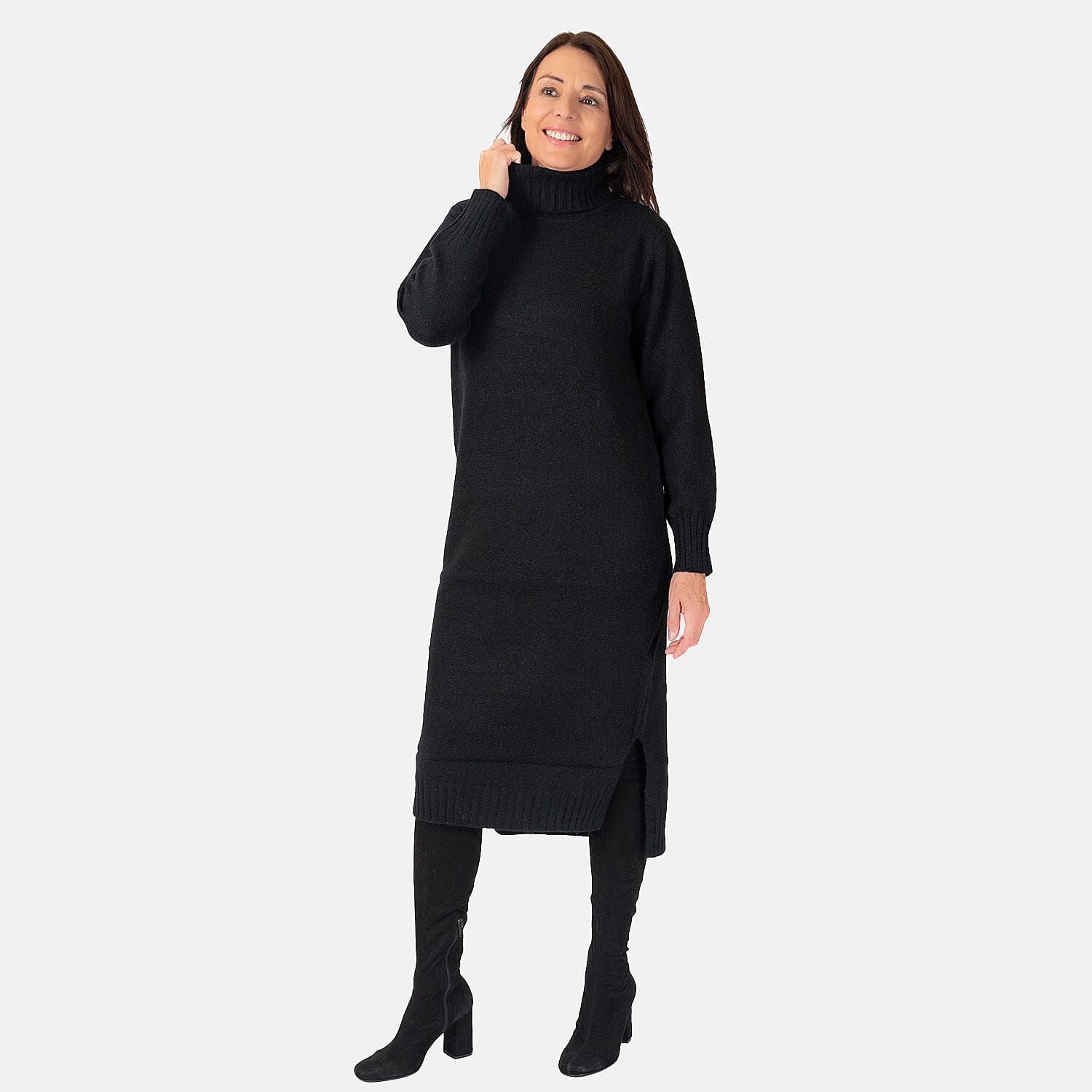 Nova of London Polyester Knitted Dress (Size 1x1 cm) - Black