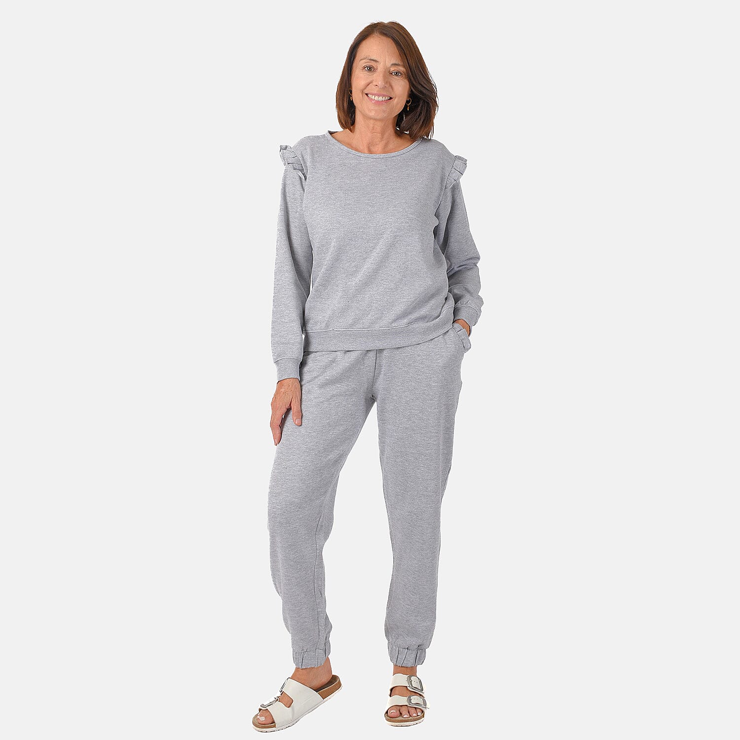 Nova of London Frill Sleeve Lounge Set (Size S) - Grey