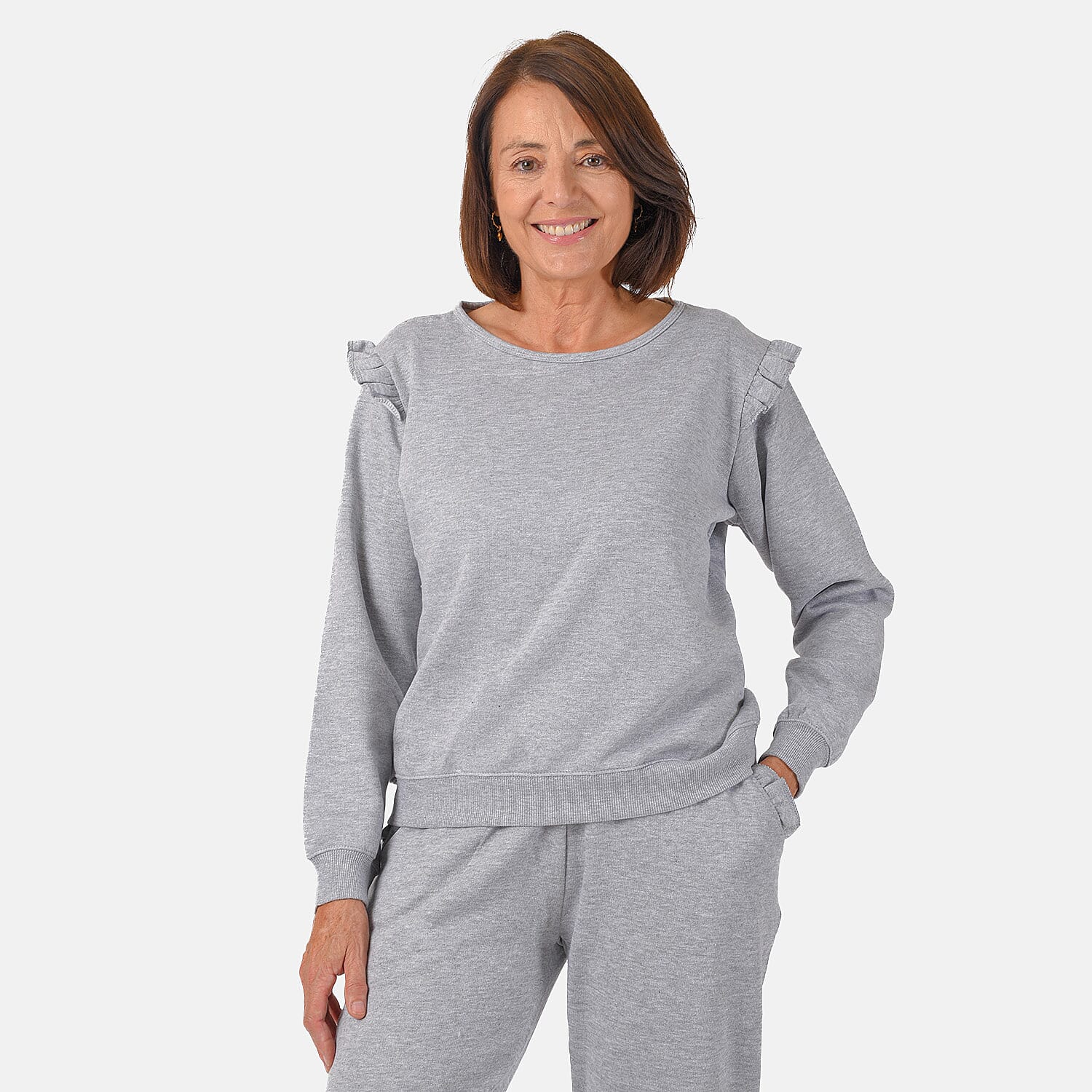 Nova of London Frill Sleeve Lounge Set (Size S) - Grey