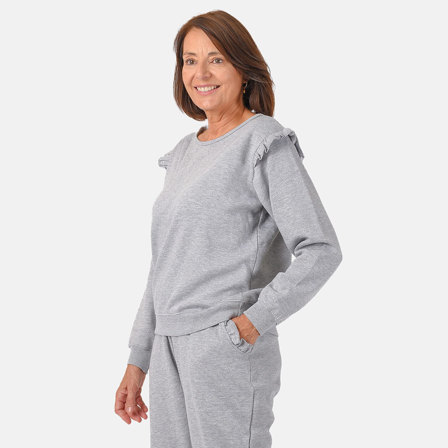 Nova of London Frill Sleeve Lounge Set (Size S) - Grey