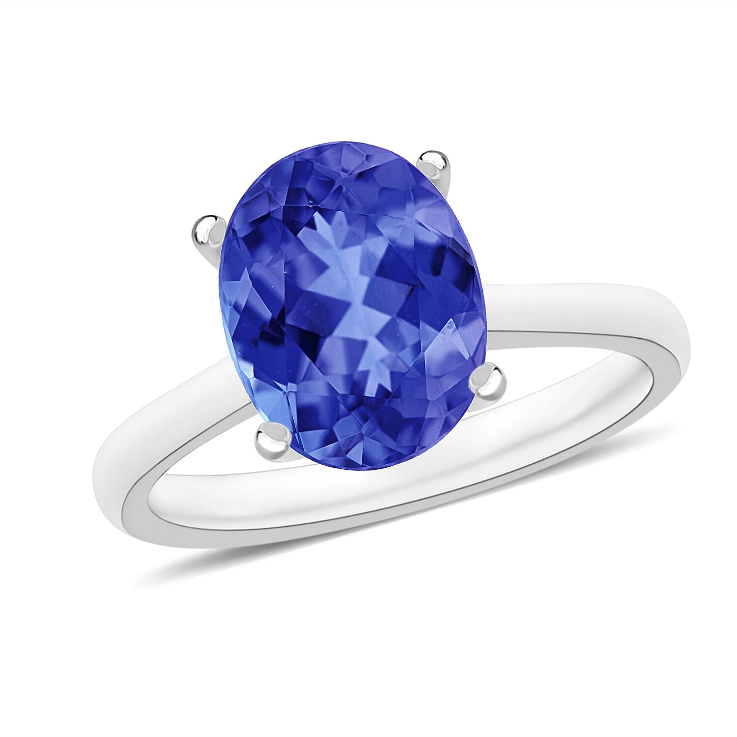 AAA Tanzanite Solitaire Ring in 18K W Gold
