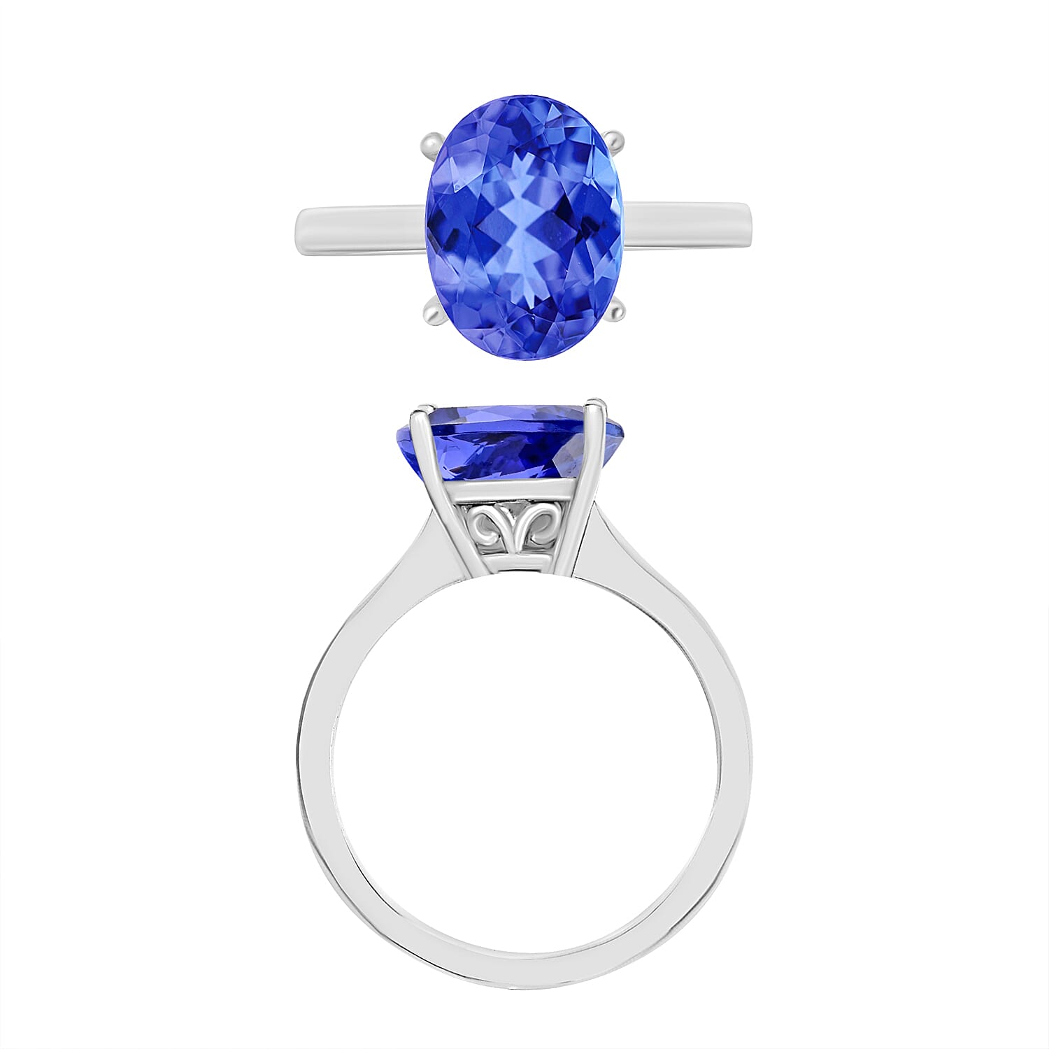 AAA Tanzanite Solitaire Ring in 18K W Gold