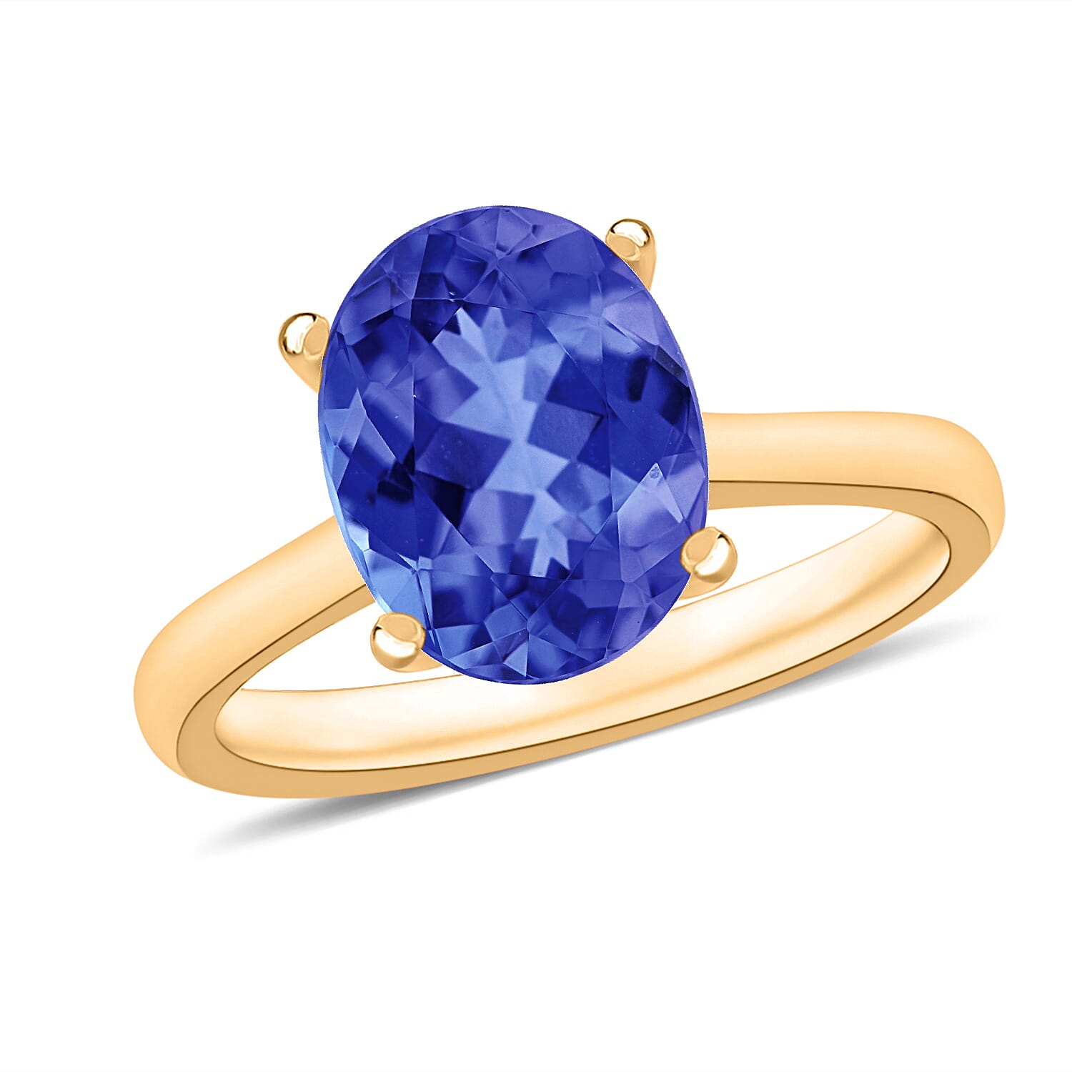 AAA Tanzanite Solitaire Ring in 18K W Gold