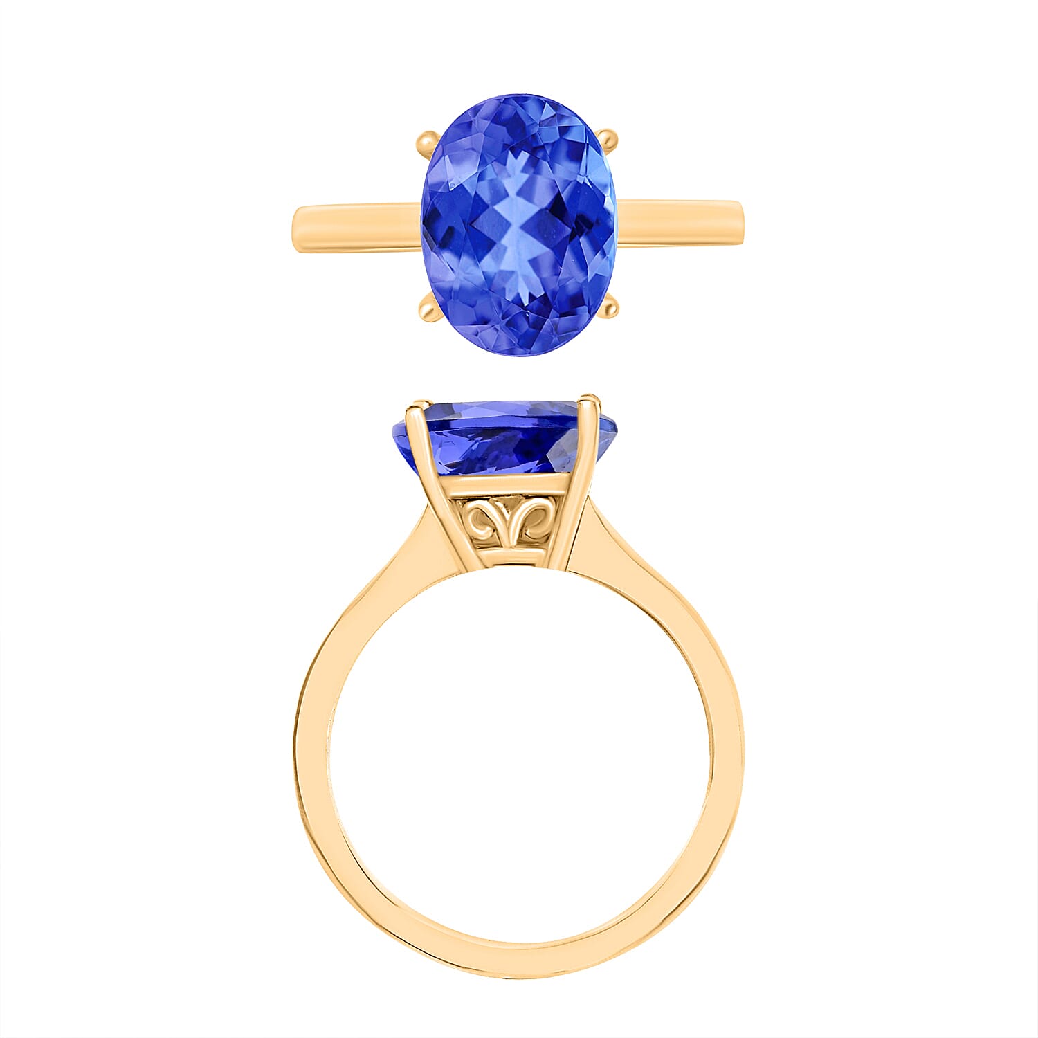 AAA Tanzanite Solitaire Ring in 18K W Gold