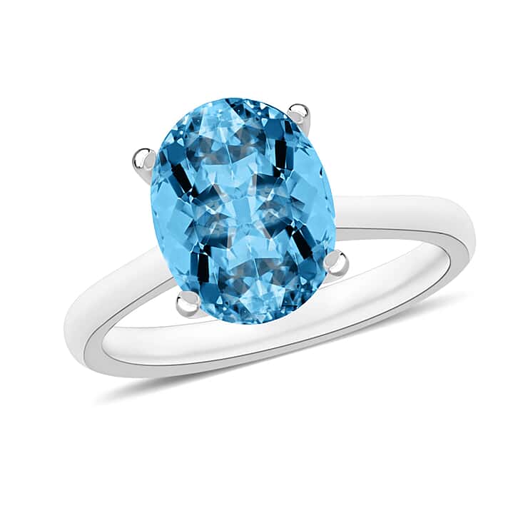 RHAPSODY 950 Platinum AAAA Santamaria Aquamarine Solitaire Ring