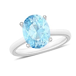 Aquamarine  Solitaire Ring in Sterling Silver