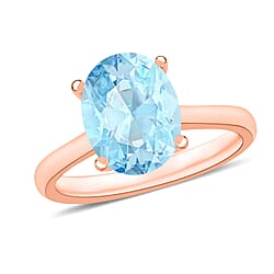 Aquamarine  Solitaire Ring in Sterling Silver