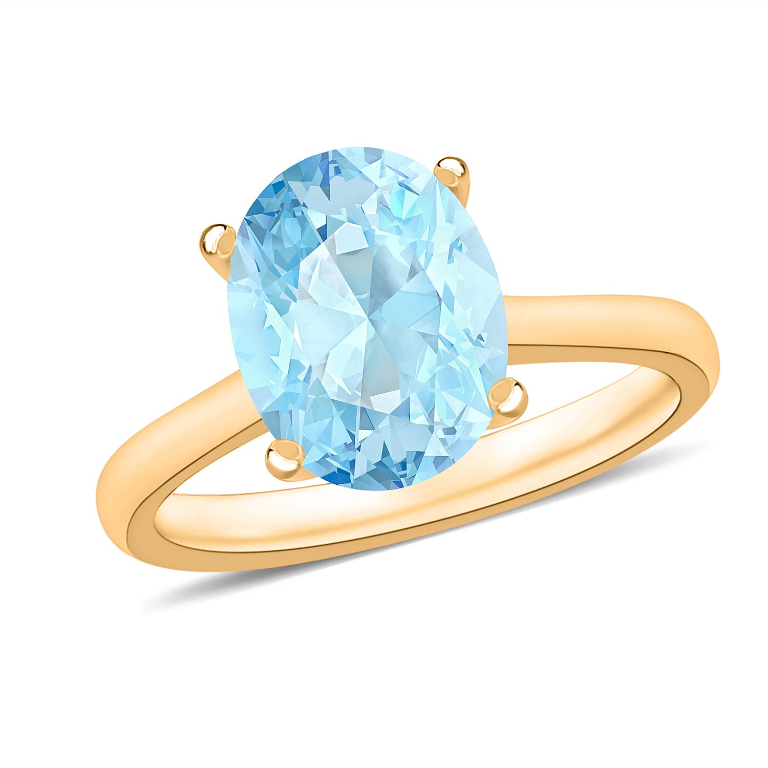 Aquamarine Solitaire Ring in Vermeil Yellow Gold Plated Sterling Silver 7717069 TJC