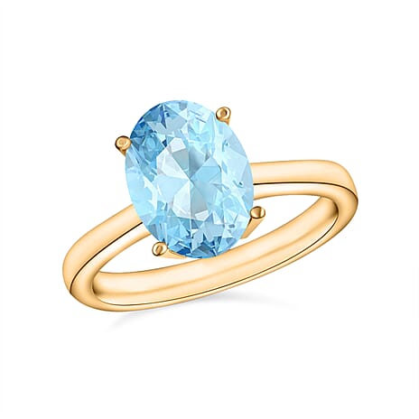 14K Yellow Gold Aquamarine Solitaire Ring 1.54 Ct.
