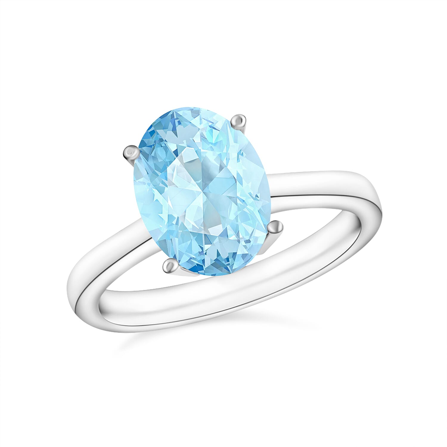 Aquamarine  Solitaire Ring in Sterling Silver